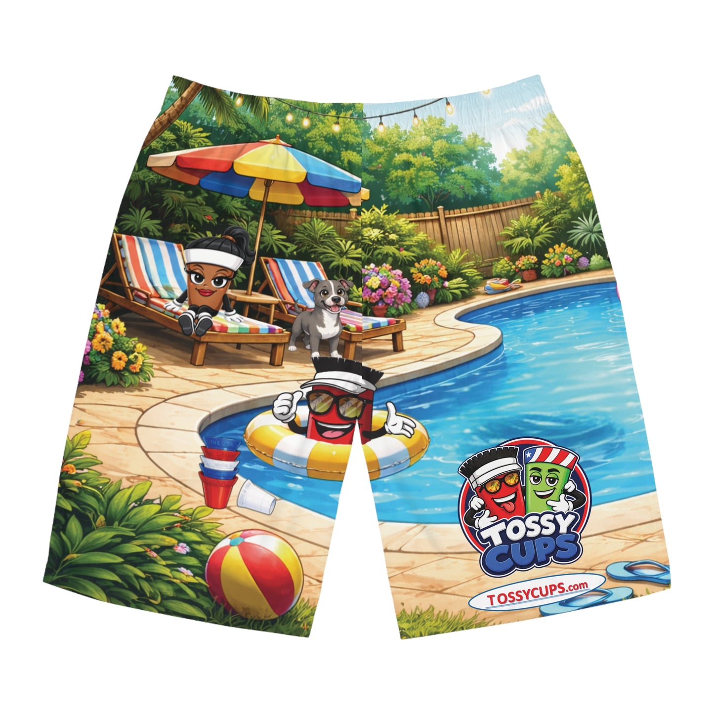 Tossy - Men's Board Shorts (AOP) Pool Party