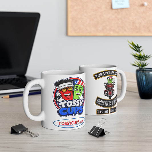 Tossy Cups Team Eddie Bull Ceramic Mug, (11oz, 15oz)