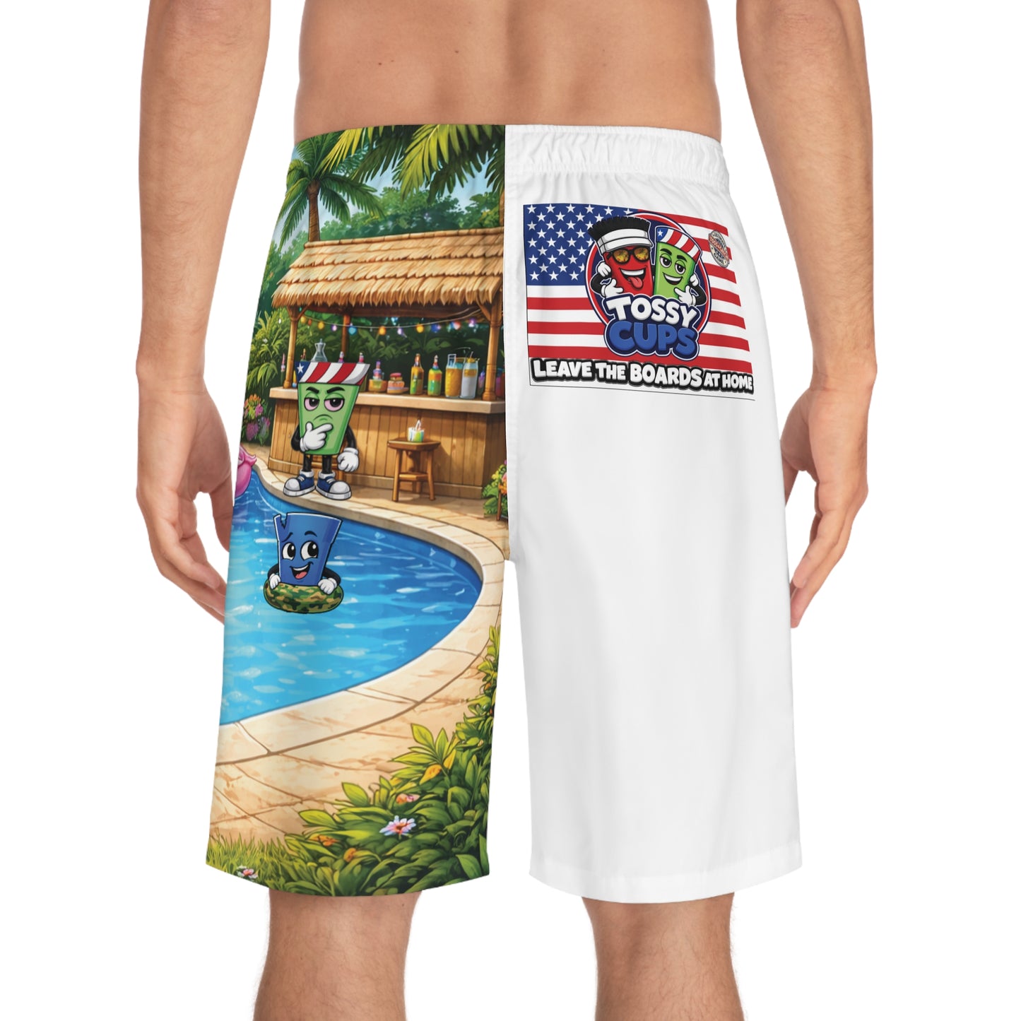 Tossy - Men's Board Shorts (AOP) Pool Party